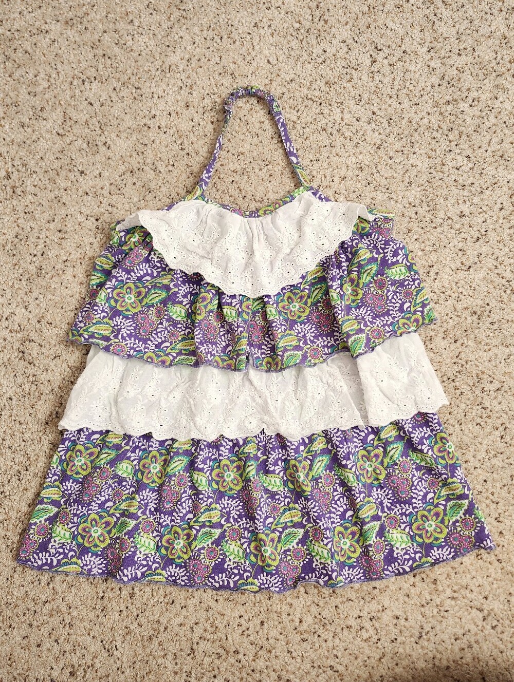 L.e.i Purple Floral Ruffle Halter Top